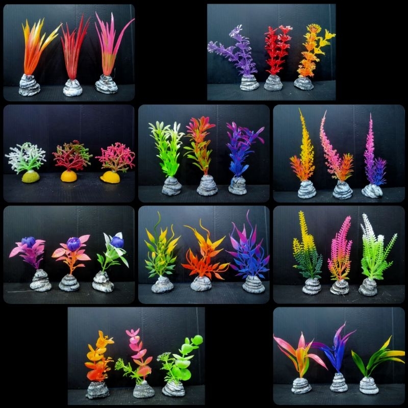 Promo Hiasan Bunga Akuarium / Tanaman Plastik Akuarium / Aksesoris Akuarium