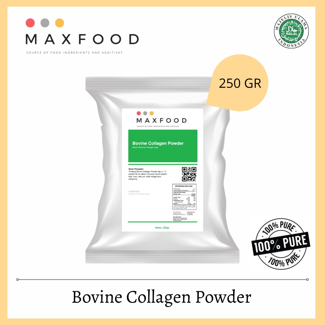 

[PRODUK KCPAL41] MAXFOOD - Turkey Halavet Hydrolized Bovine Collagen/ Bubuk Kolagen Sapi Murni 250 GR 84