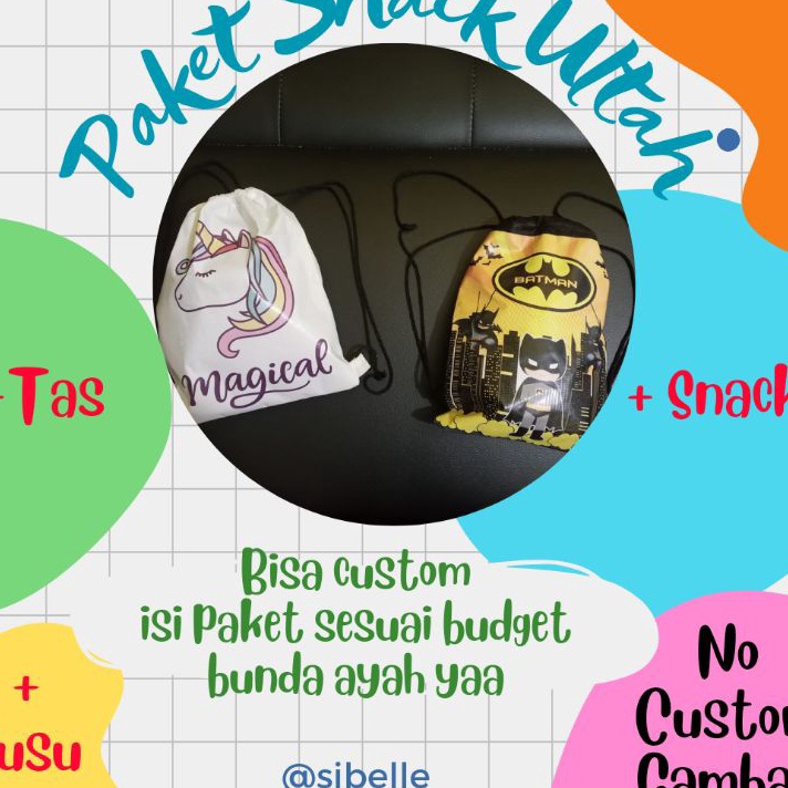 

KODE HGX067 (LINK READY STOCK) Paket Bingkisan Tas Punggung Serut Snack Ulang Tahun Ultah Anak Murah
