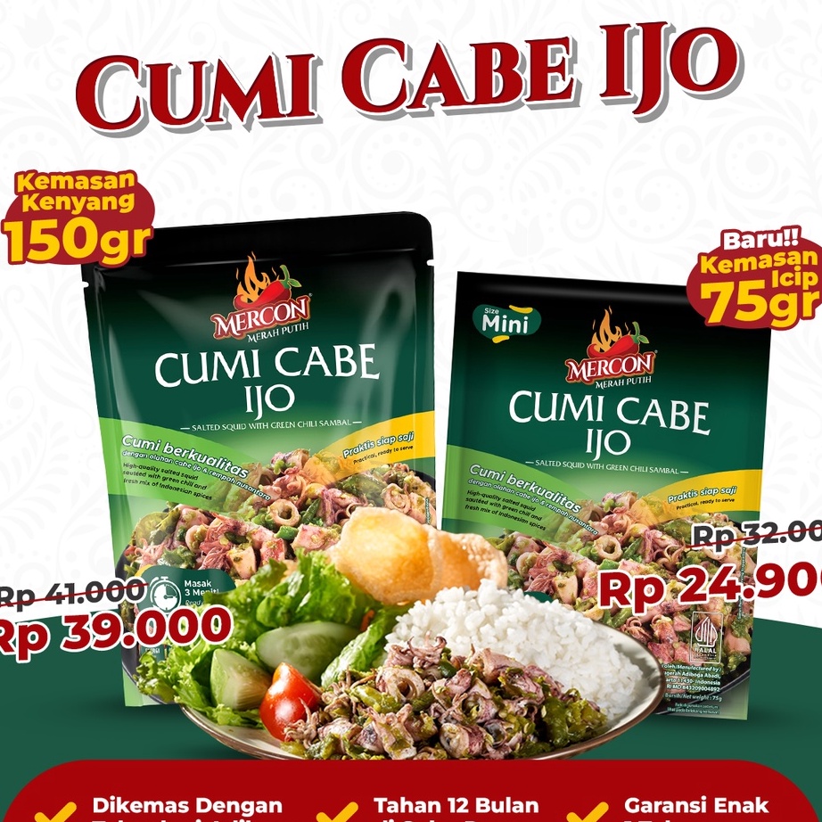 

Kode XKZ831 Mercon Merah Putih - Satuan || Cumi Cabe Ijo
