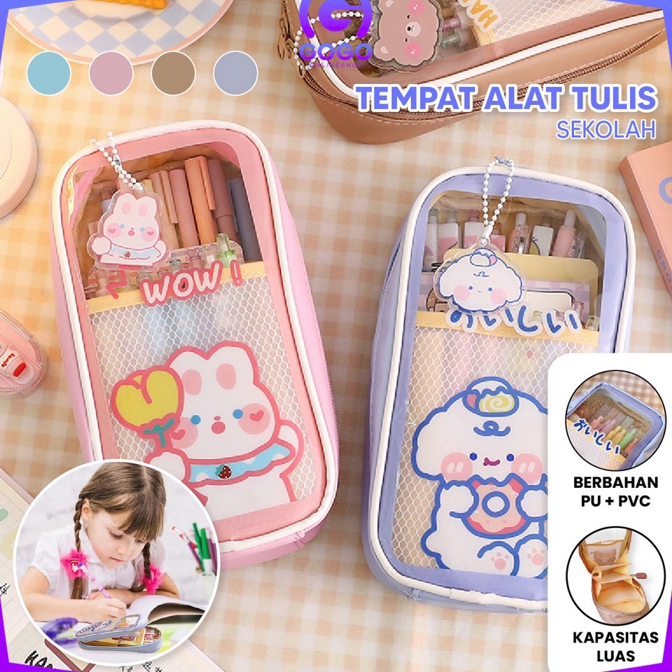 

8979 GOGO-A61 Tempat Pensil Anak Transparan Motif Kartun Pencil Case Multifungsi Ala Korea Pouch Serbaguna / Tempat Alat Tulis Tempat Pulpen Perlengkapan Sekolah ←Kirim Sekarang