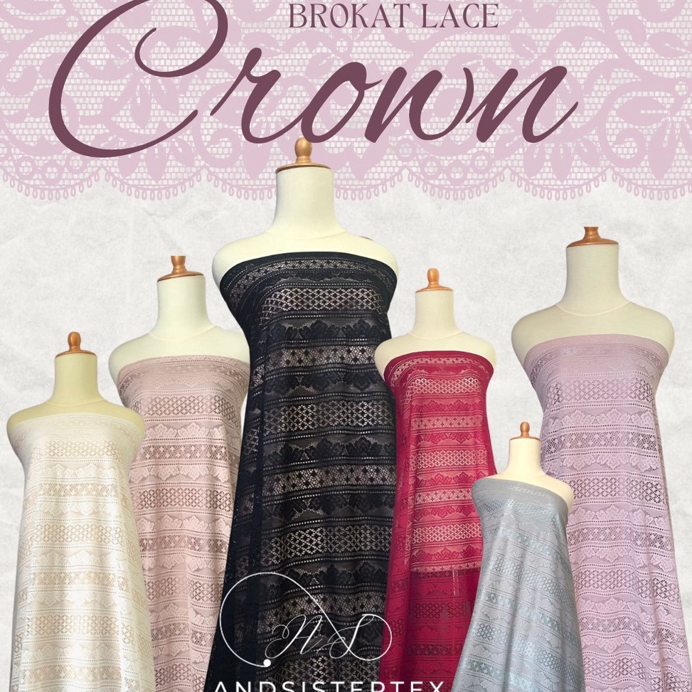 Oke Pr.. Kain Brokat Lace Crown Lavender Coksu Hitam Dusty Purple