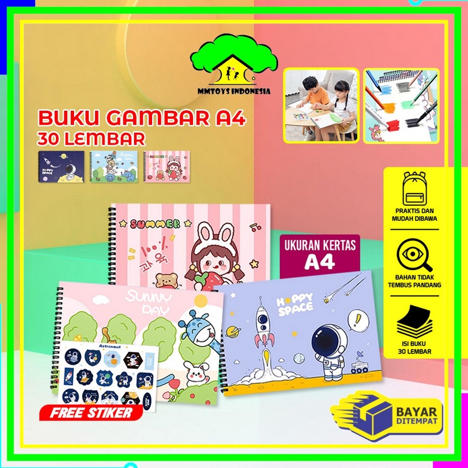 

[F8W] MI-A62 Buku Gambar A4 30 Lembar Drawing Book Buku Mewarnai Anak Balita Painting Book / Buku Menggambar Buku Sketsa Gambar Lukis 7683