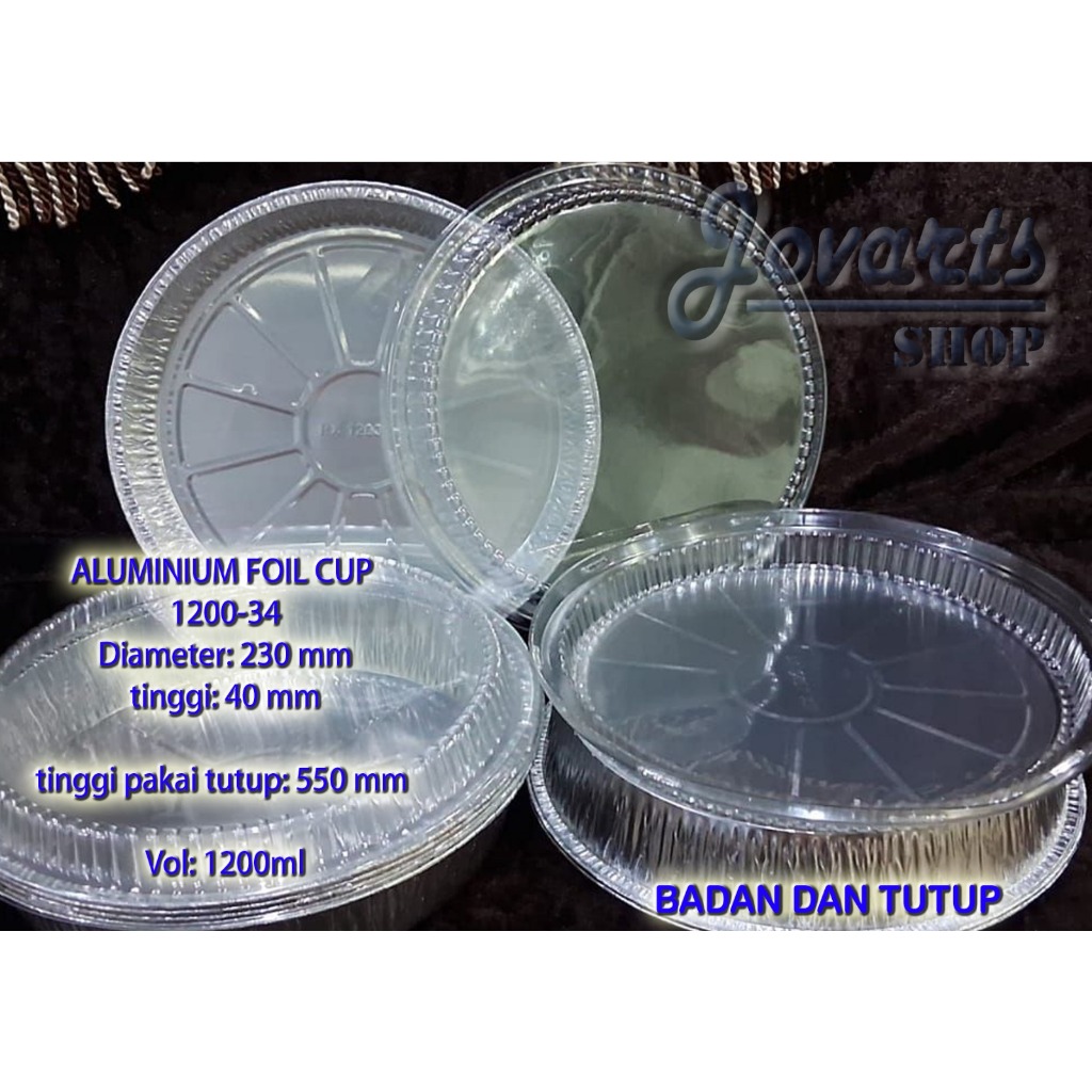 1200 BADAN + TUTUP mika Cup Alumunium Foil Bulat tray
