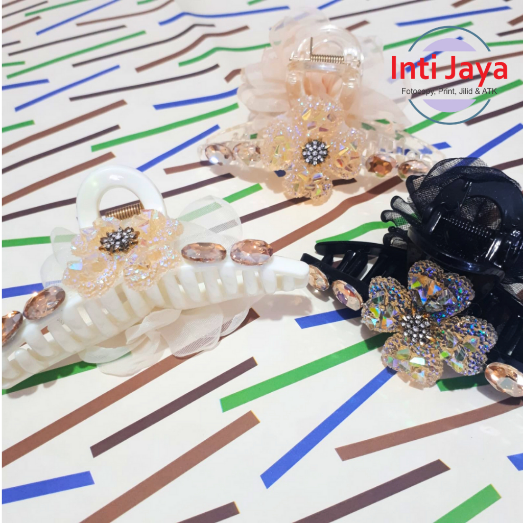 Jedai/ Jepit Rambut Bunga Kain dan Kristal