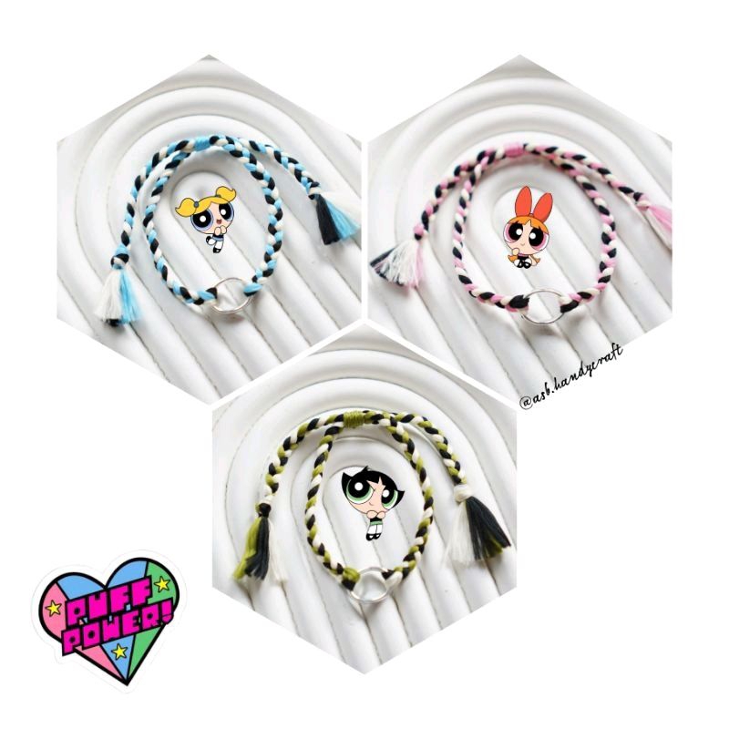 (3pcs)Gelang Couple The Powerpuff Girl Dapat 3 Gelang