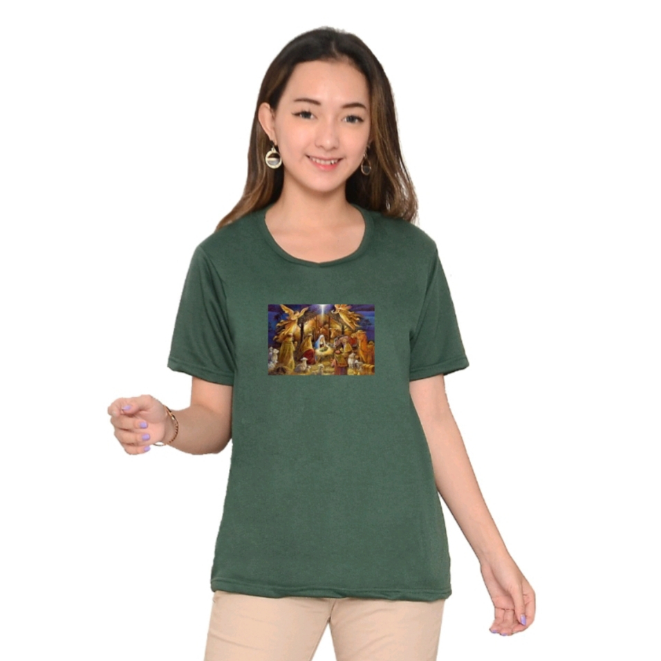 KB119 KAOS WANITA KELAHIRAN YESUS KRISTUS BAHAN BABYTERRY UKURAN M SAMPAI 3XL gambar printing dtf ka