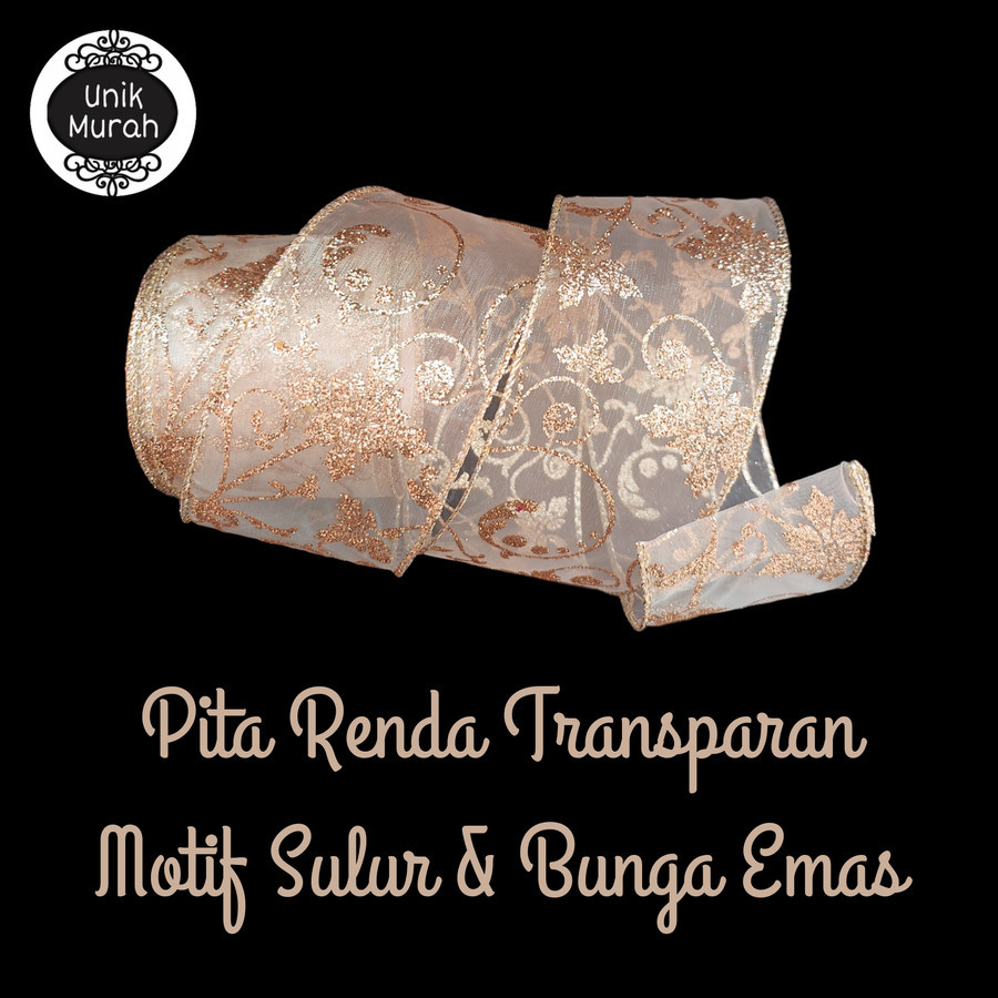 

Pita Renda Transparan Motif Sulur dan Bunga Emas 1's