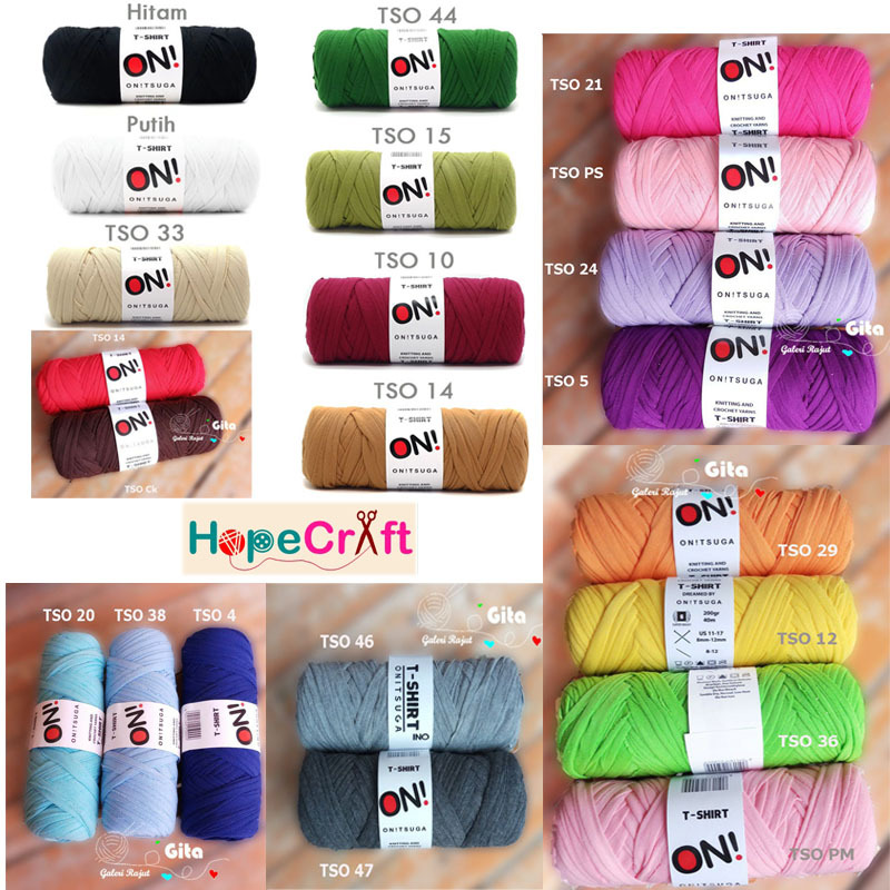 Benang Kaos Onitsuga/T-Shirt Yarn/Benang Rajut Kaos
