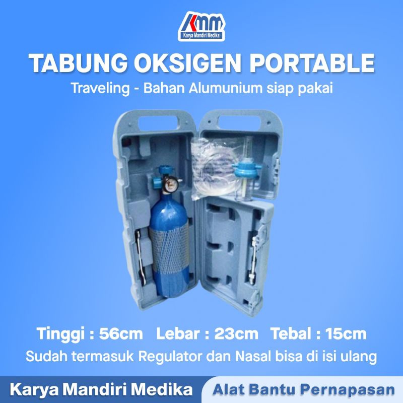 Paket Lengkap - Tabung Oksigen Portabel Alumunium | Alat Pernapasan