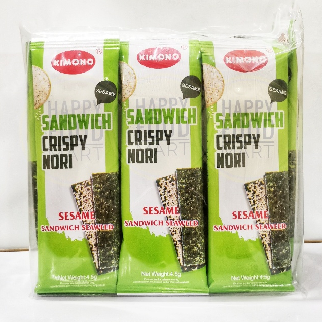 

[BPOM RI] KIMONO SANDWICH CRISPY NORI ISI 24 PCS 108 GRAM/NORI RUMPUT LAUT WIJEN/SEAWEED SESAME SNACK/CEMILAN ANAK