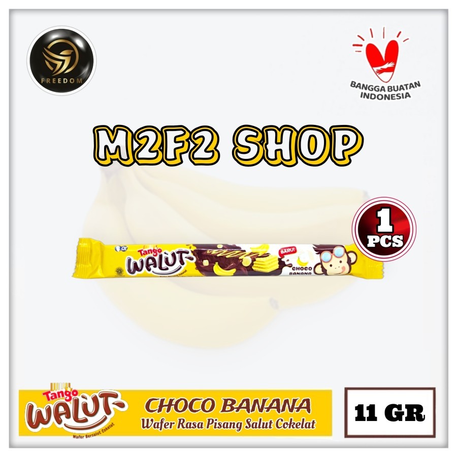 

Tango Wafer Walut Choco Banana | Pisang Salut Cokelat Sachet - 11 gr (Kemasan Satuan)