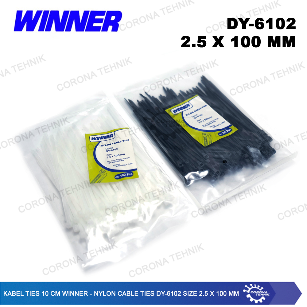 

Nylon Cable Ties DY-6102 Size 2.5 x 100 mm - Kabel Ties 10 cm Winner
