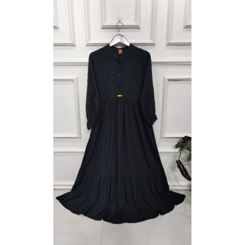 Gamis Lizam Kekinian Khusus Hitam Puti Bahan Rayon
