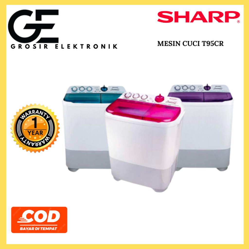 MESIN CUCI SHARP EST 95 CR 9 KG 2 TABUNG 95CR 9KG SUPER AQUAMAGIC