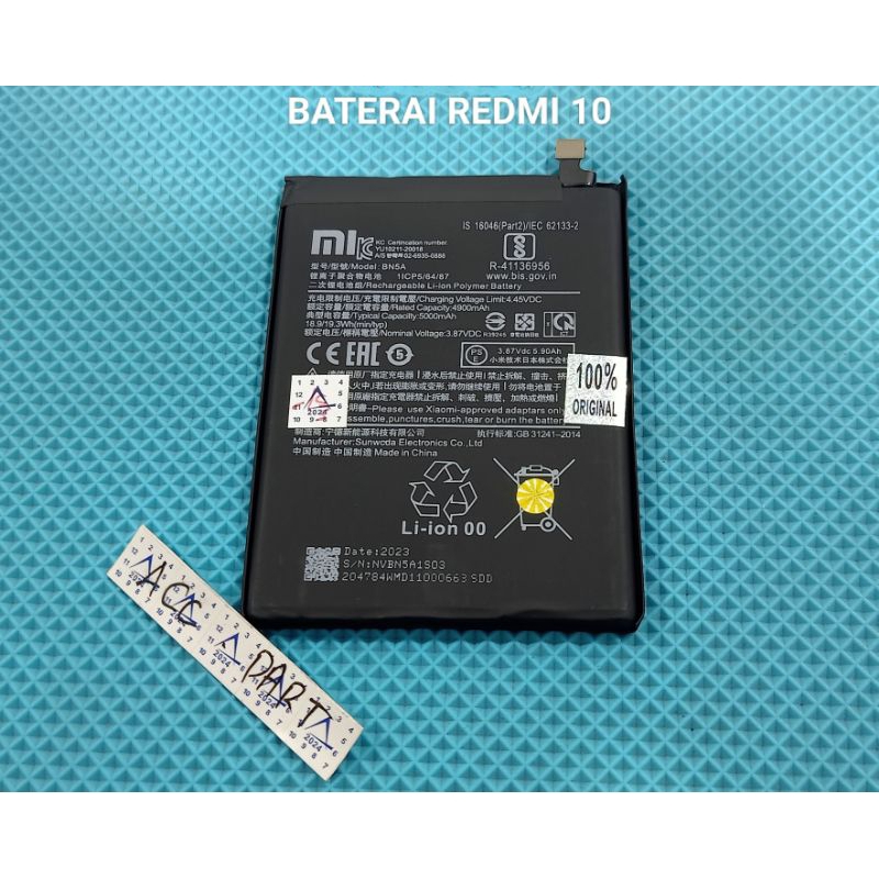 BATERAI REDMI 10 (BN5A) ORI