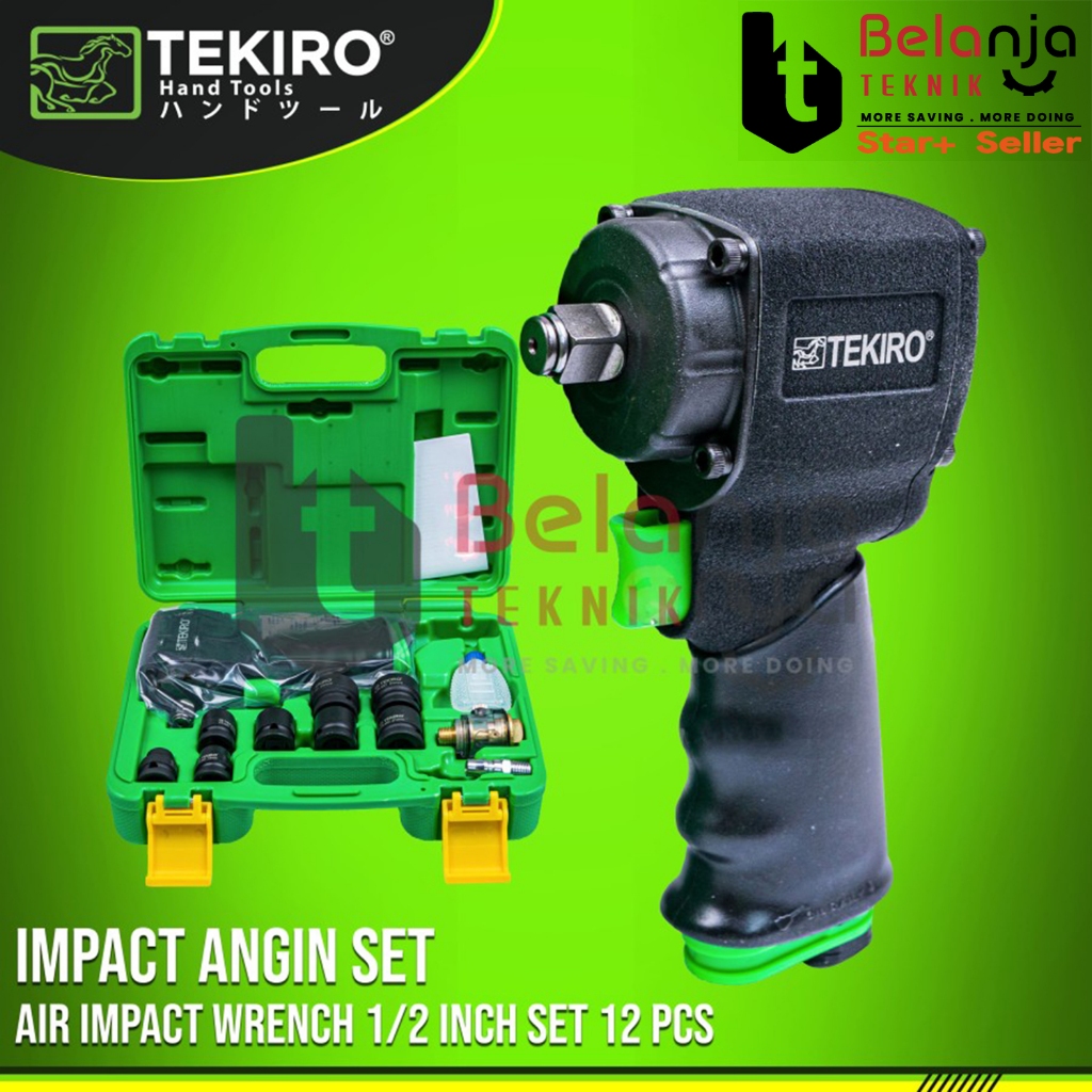 TEKIRO Air Impact Wrench 1/2 Inch Set 12 Pcs Impact Angin Set Tekiro