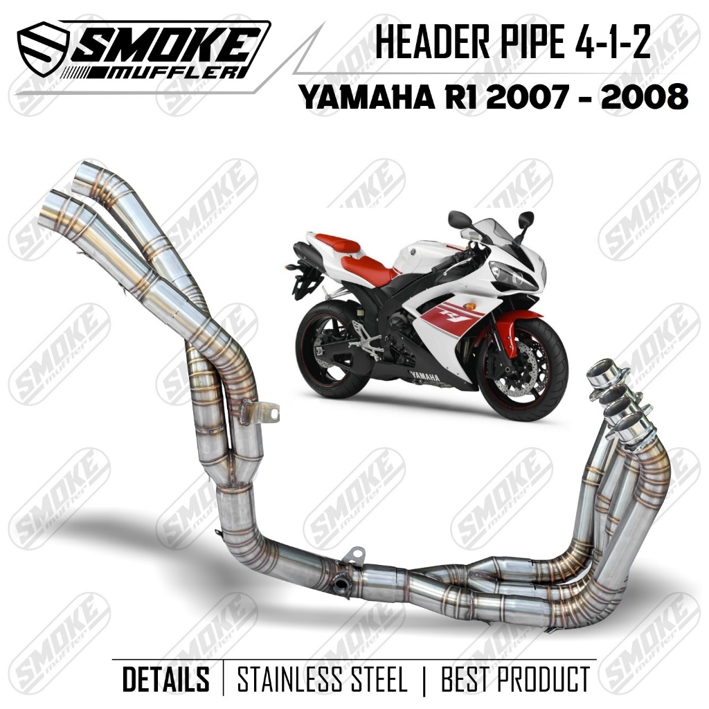 Leher header knalpot yamaha R1 tahun 2007-2008 smoke muffler