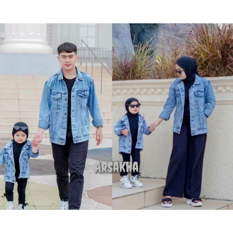 Jaket Couple Pasangan Ayah Ibu dan Anak / Jaket Jeans Couple