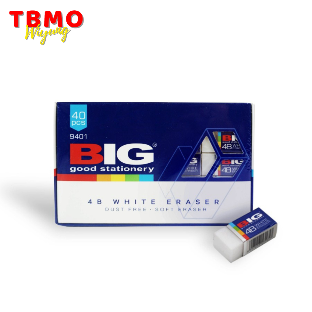 

TBMO Penghapus Eraser BIG Putih Kecil B-40 9401 Per Pack Isi 40 pcs