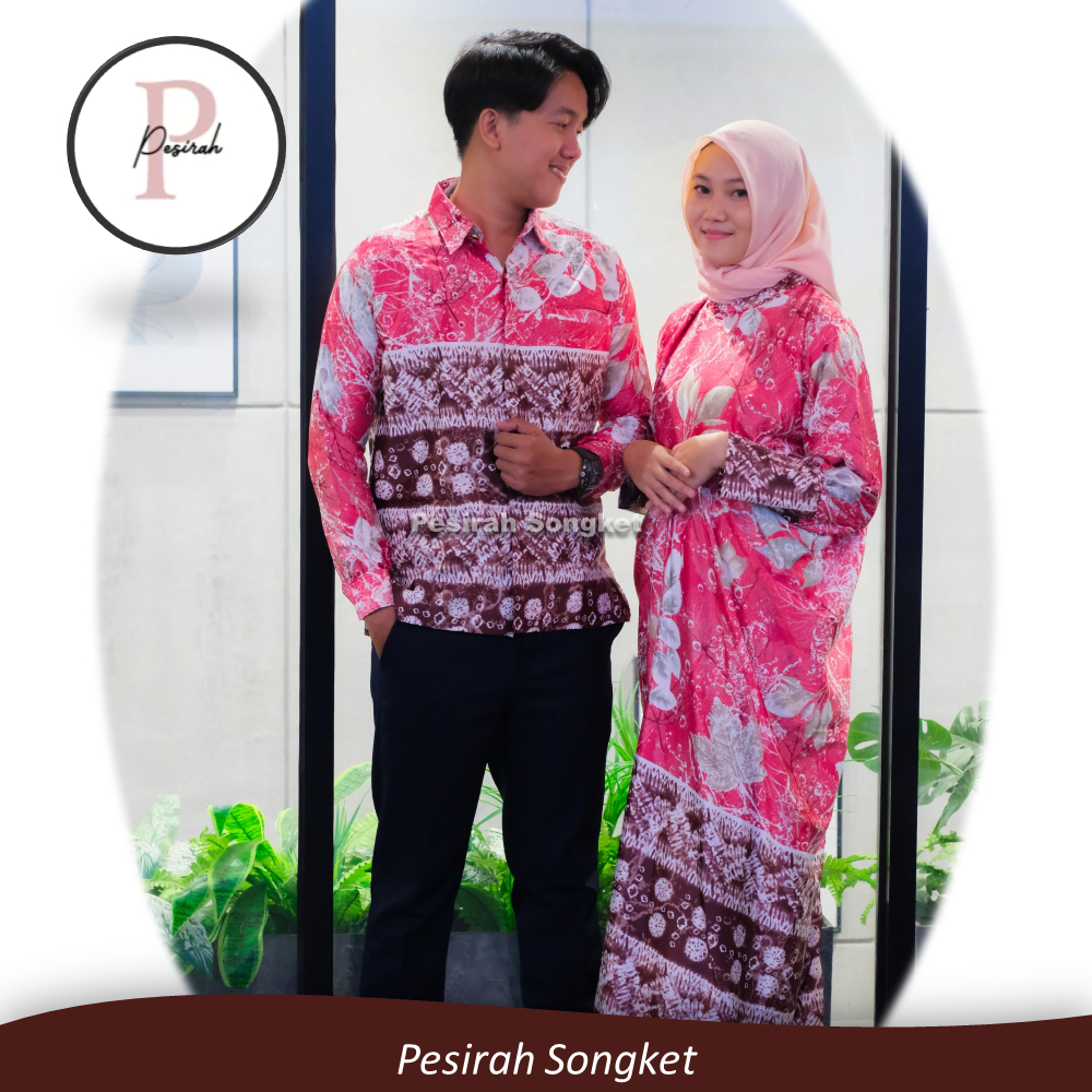 Set Couple Jumputan Akasha Motif Pink Palembang