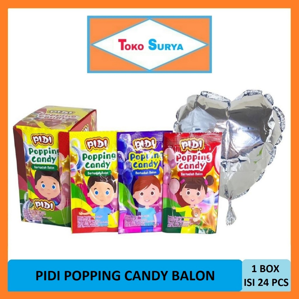 Pidi Popping Candy Balon Permen Popping Rasa Anggur 24 Pcs x 1 Gr