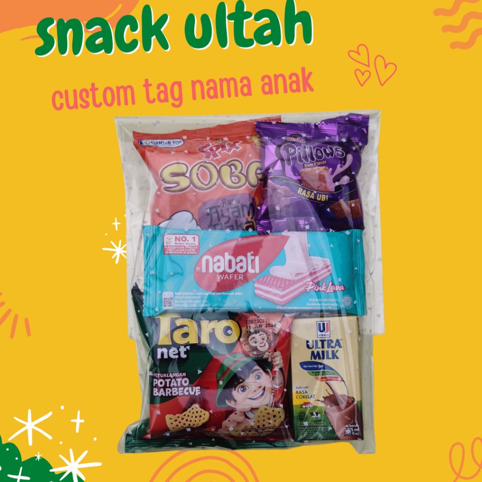 

LXCS9764 READY STOK souvenir snack ulang tahun anak custom nama anak