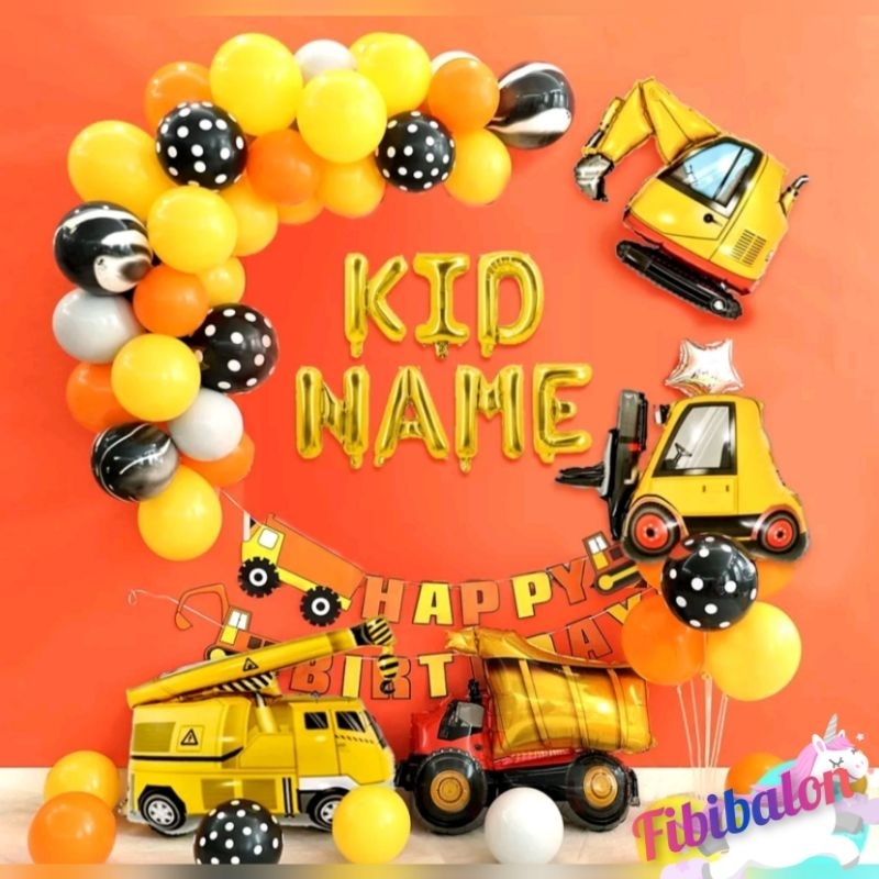 Paket dekorasi excavator ulang tahun anak/dekorasi mobil/kereta/dekorasi truck
