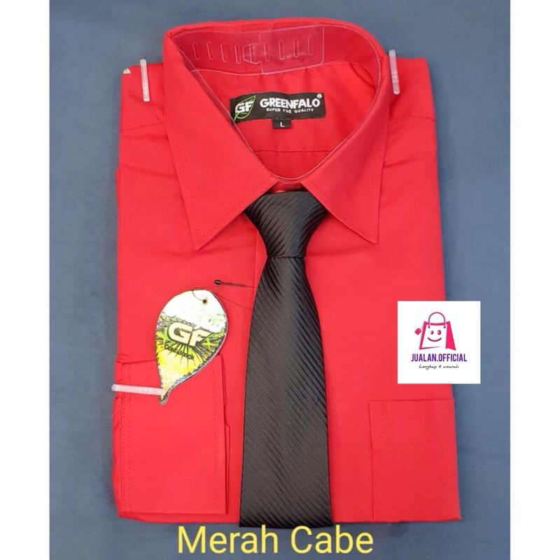 kemeja lengan panjang pria wanita merah maroon natal formal