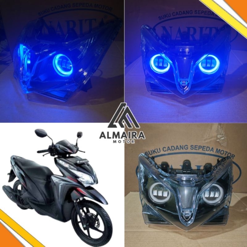 REFLEKTOR LAMPU DEPAN DOUBLE BILLED DAYMAKER VARIO TECHNO 125 FI OLD PAKET GANTENG SIAP PAKAI