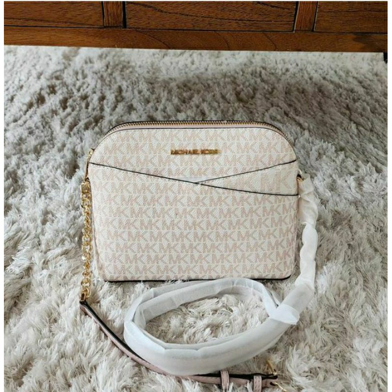 Tas mk michael kors dome optic white rosegold sling bag new original