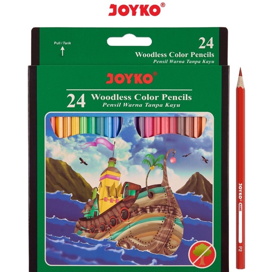 

[✩A83<] JOYKO CP-104 24 woodles color pencils pensil warna 24 Pensil Panjang In Sale