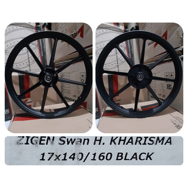 Velg Pelek Rosi Rossi Sepeda Motor Model Zigen Swan Ukuran 140 160 Ring 17 Hitam Set Depan Belakang 