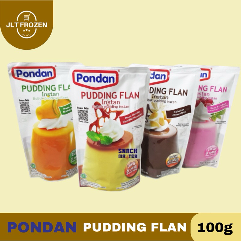 

Pondan Pudding Flan / Bubuk Pudding Instant / Mangga/Coklat/Vanila/Strawberry 100g