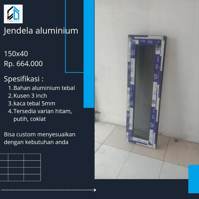 jendela aluminium murah ukuran 150x40