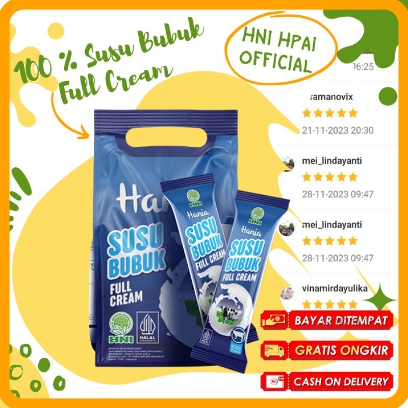 

Hania susu bubuk full cream 100% hni hpai