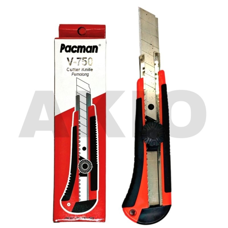 

Cutter Besar Gagang Karet Tajam Kuat Kater Premium PACMAN V-750 Murah