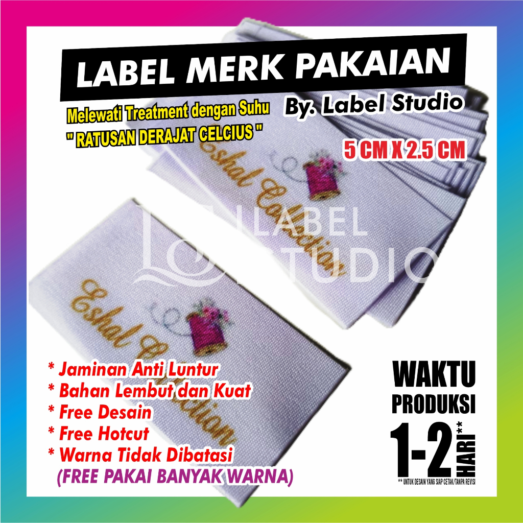 

( TERMURAH ) Label Baju | 5 CM X 2,5 CM | Label Hijab | Label Woven | Label Gamis | Label Kaos | Label Custom Nama | Free Desain | Free Potong | Woven Damask Subtitute | Label Murah | Label Merk | Label Nama Anak Pondok | Label Grosir | Label Brand