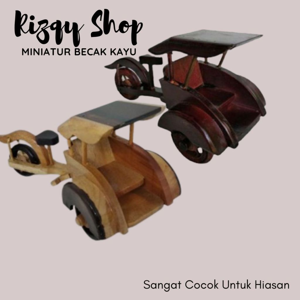 MURAH MINIATUR BECAK KAYU MINI