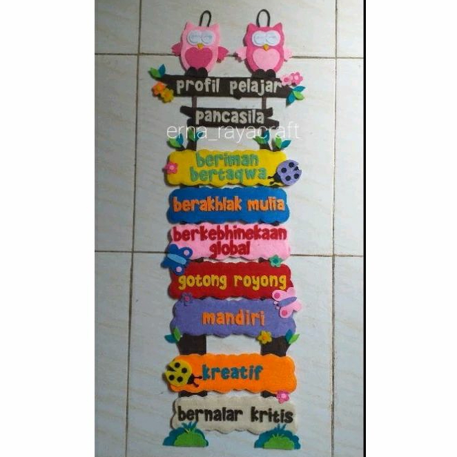 Profil Pelajar Pancasila/ Hiasan Dinding/ Dekorasi Sekolah/ Dekorasi Ruang Kelas/ Kerajinan Flanel/ 