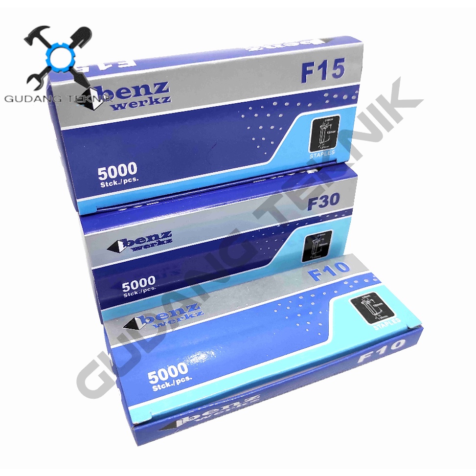 

[¶G49/] Isi Staples Paku Tembak F10 F15 F20 F25 F30 LURUS 5000pcs BENZ / Refil Refill Isi Ulang Mesin Air Nailer Angin Stapler Gun BENZ Paradise