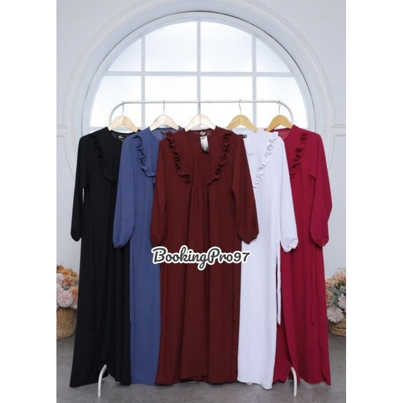 Dres Dewasa Dress Gamis Bahan Crinkle Airflow Premium Polos Simple adem Dress Busui Resleting LD 110