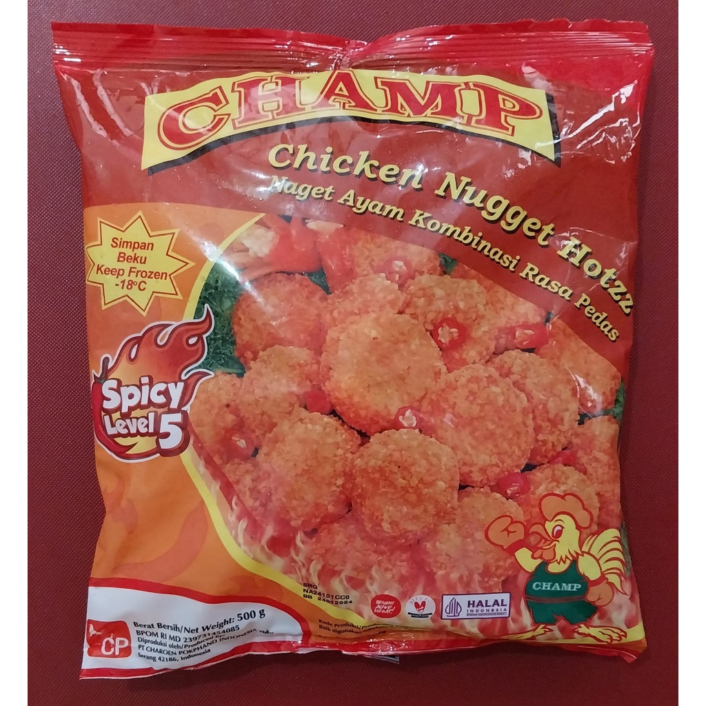 

Champ Chicken Nugget Hotzz Spicy Naget Ayam Kombinasi Pedas 500 gram