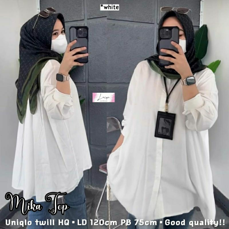 Mika Top Blouse Jumbo Atasan Wanita Muslimah Fit XXL Ld120 Bahan Uniqlo Busui Friendly