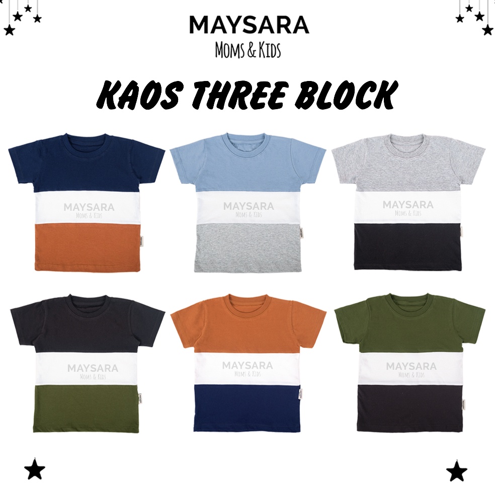 SALE Kaos Anak Three Block 3 Warna n Tiga Maysara Baju