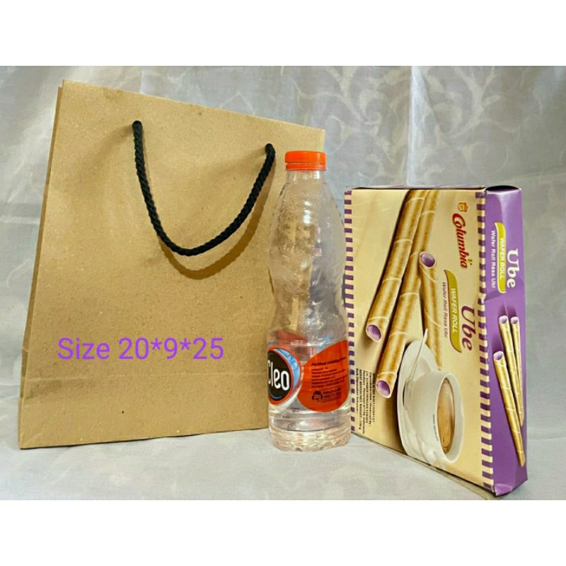 

(10 pcs) Paper Bag Tas Kertas Polos size 20*9*25 cocok untuk isi Roti hajatan+Air Mineral