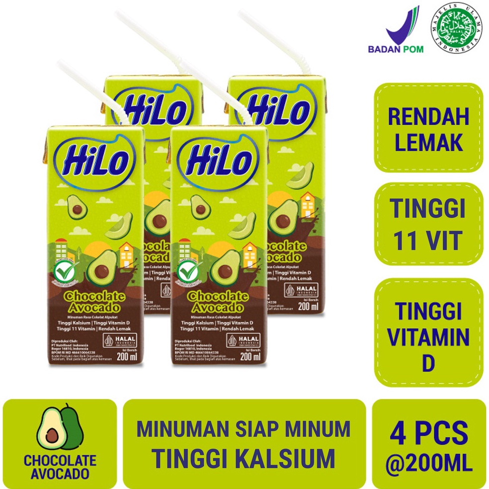 

[❅V91➢] Harga Spesial - 4 Pack - HiLo UHT Chocolate Avocado Ready to Drink 200ml - Minuman Siap Minum Tinggi Kalsium Kualitas Oke