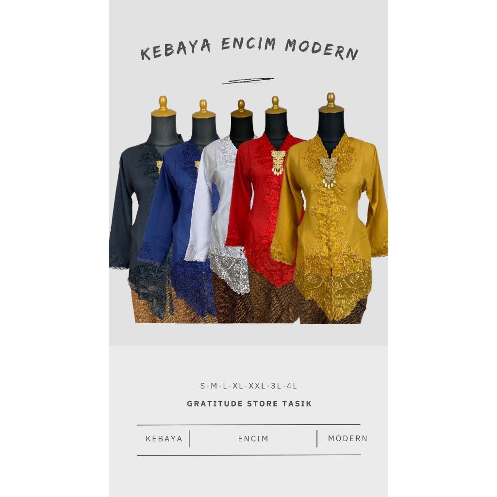 Gratitude - Kebaya encim modern putih lengan panjang kebaya wisuda - atasan wanita - kebaya encim