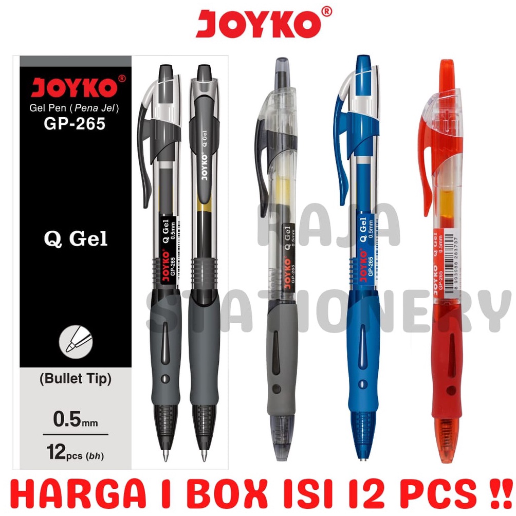 

[✶D63>] JOYKO GEL PEN QGEL PENA PULPEN JOYKO CETEK HITAM BIRU MERAH Q-GEL GP-265 1 LUSIN [12PCS] Moodbooster