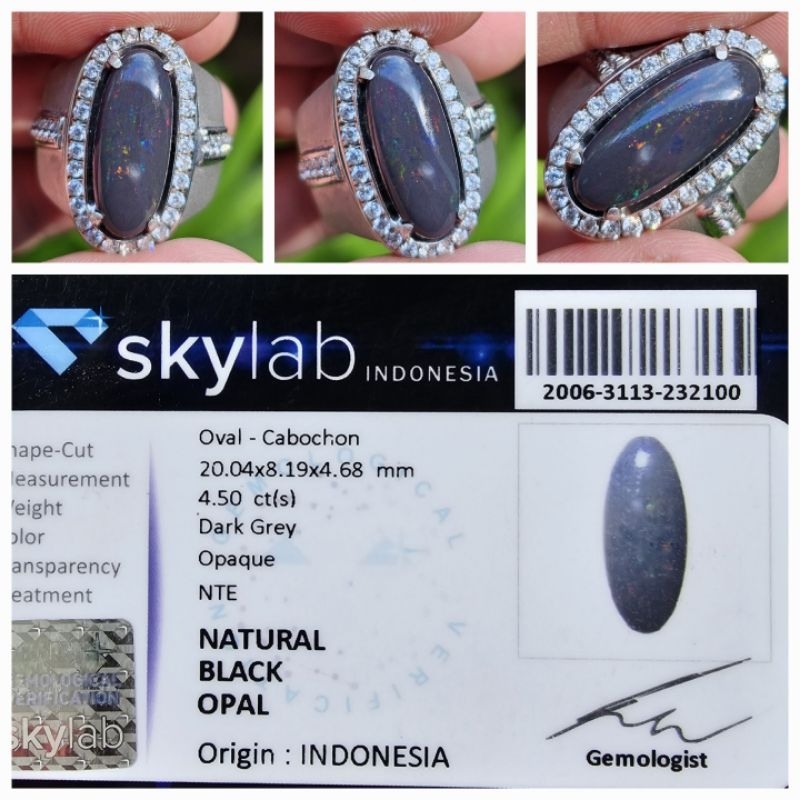 Natural Kalimaya Banten Black Opal Indonesia Memo 4.50 crt